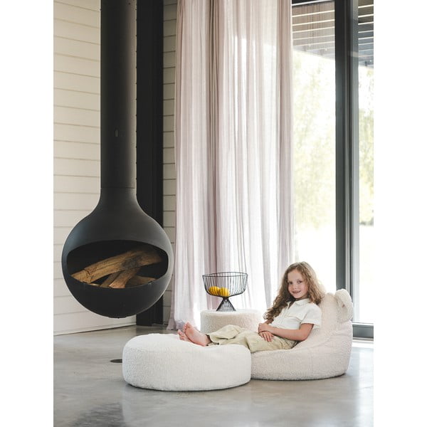 Krémový dětský sedací vak z textilie bouclé Round – Wigiwama-image-3