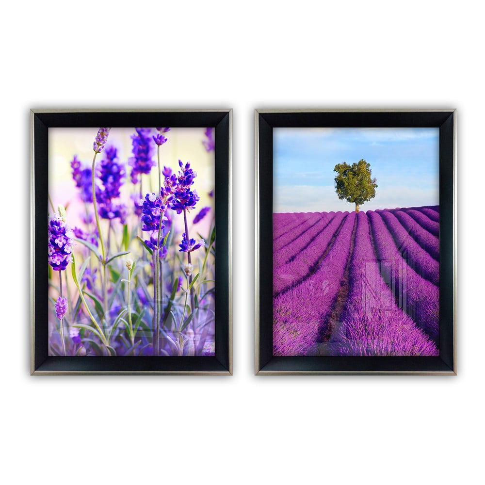 Sada 2 skleněných obrazů Vavien Artwork Lavender, 35 x 45 cm
