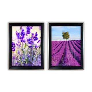 Sada 2 skleněných obrazů Vavien Artwork Lavender, 35 x 45 cm