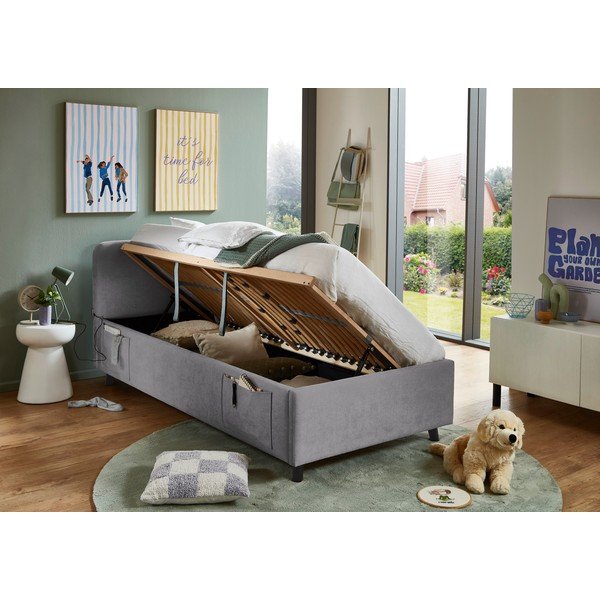 Šedá dětská postel s úložným prostorem s roštem 90x200 cm Cosy – Meise Möbel-image-2