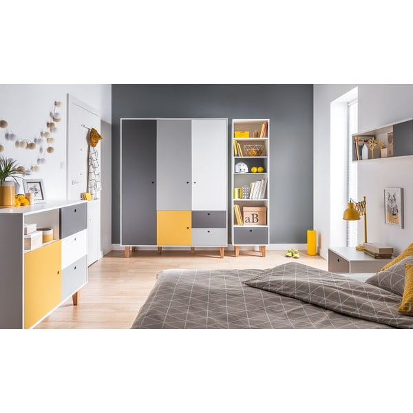 Bílo-šedá komoda se žlutým detailem Vox Concept-image-1