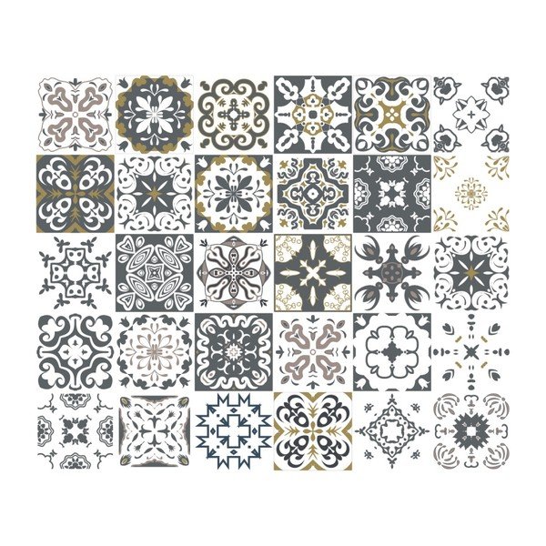 Sada 30 nástěnných samolepek Ambiance Wall Decal Cement Tiles Antalya, 15 x 15 cm-image-2
