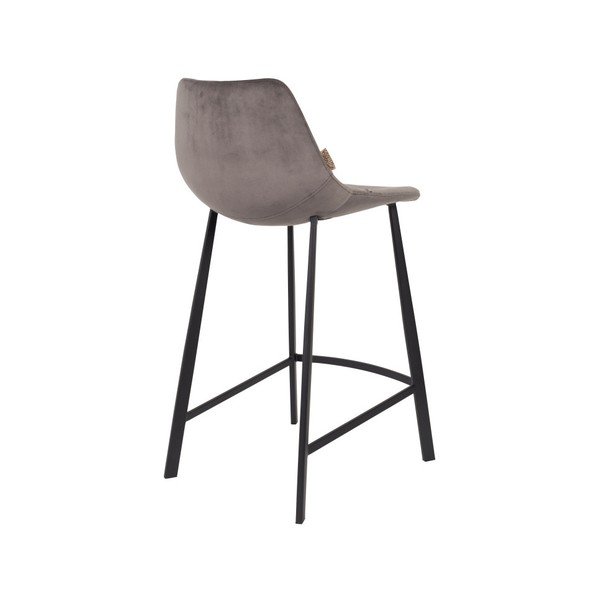 Sada 2 šedých barových židlí se sametovým potahem Dutchbone, výška 91 cm-image-4