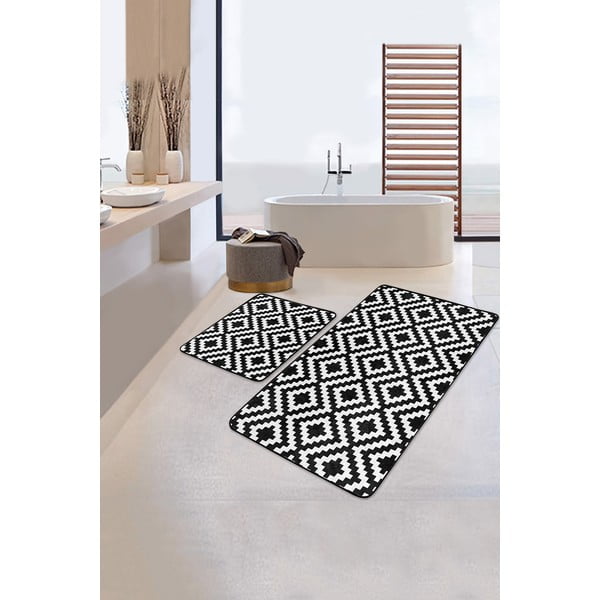 Bílo-černé koupelnové předložky v sadě 2 ks 60x100 cm – Mila Home-image-1