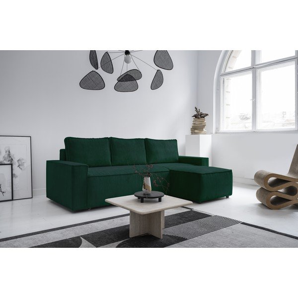 Tmavě zelená manšestrová rozkládací rohová pohovka (variabilní) Brave Dave – Miuform-image-3