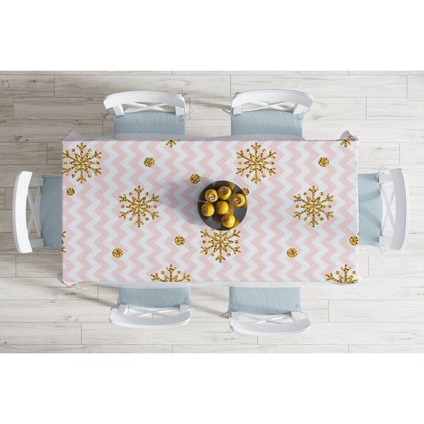 Vánoční ubrus s příměsí bavlny Minimalist Cushion Covers Gold Snowflake, 140 x 180 cm -image-1