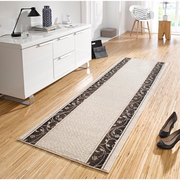 Krémový běhoun s hnědými detaily Hanse Home Elegance, 80 x 450 cm-image-1