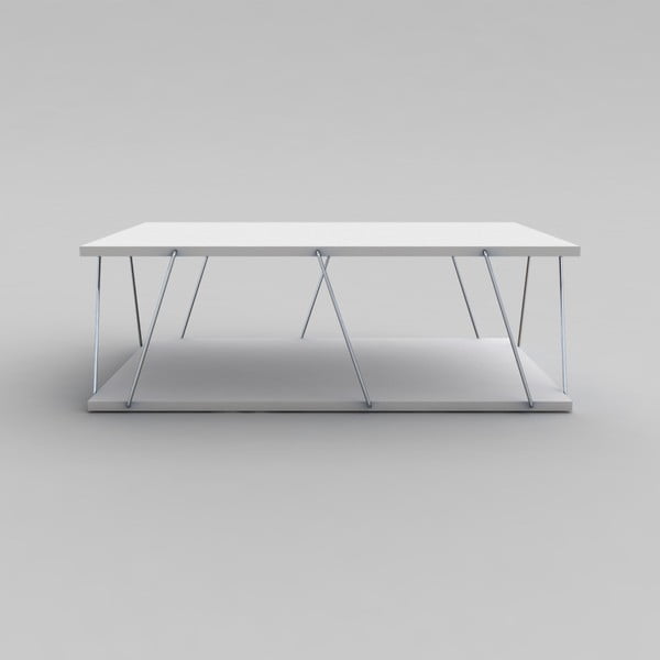 Bílý konferenční stolek s chromovým detailem Rafevi Tars