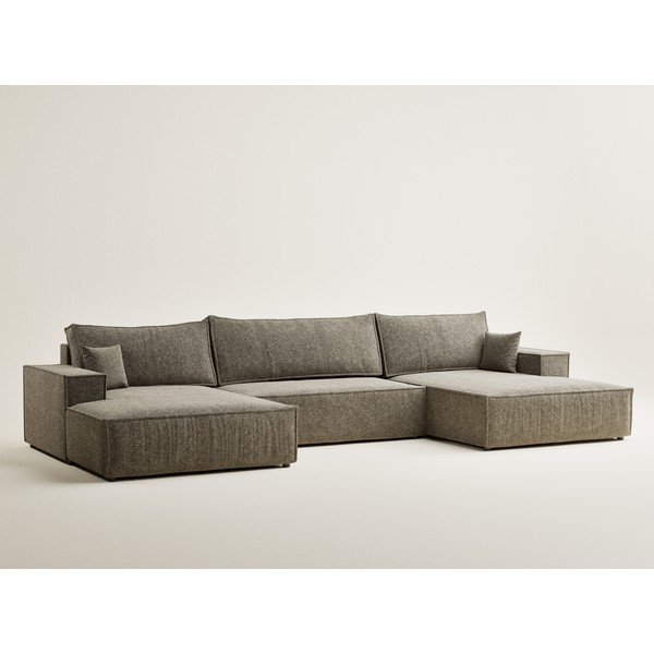 Hnědá žinylková rozkládací/s úložným prostorem rohová pohovka (do "U") Kyoto – Maison de Rêve-image-2