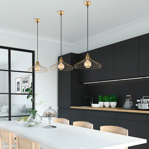 Závěsné svítidlo ve zlaté barvě s kovovým stínidlem ø 36 cm Depay – Opviq lights-image-2