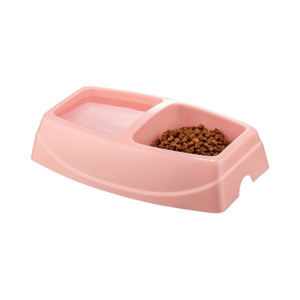 Růžová dvojitá miska pro psa Petpetite, 30,5 x 19,5 cm