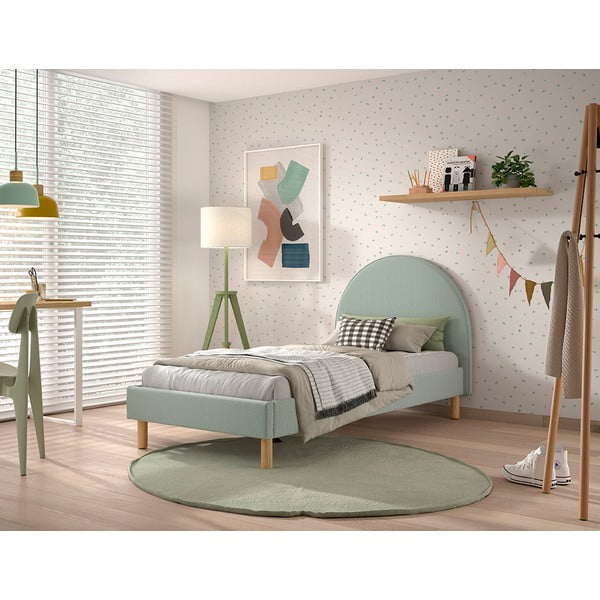 Zelená čalouněná jednolůžková postel s roštem 90x200 cm MOON – Vipack-image-1