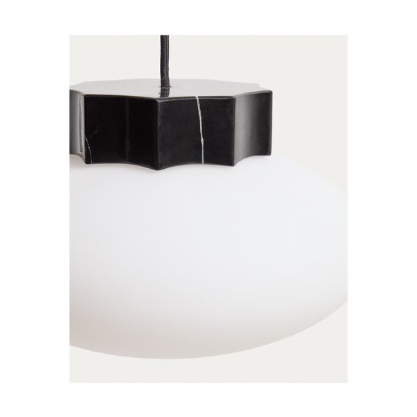 Bílé/černé kovové závěsné svítidlo se skleněným stínidlem ø 26 cm Idela – Kave Home-image-3