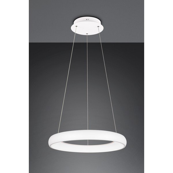 Bílé LED stmívatelné závěsné svítidlo s kovovým stínidlem ø 62 cm Cardona – Trio-image-2
