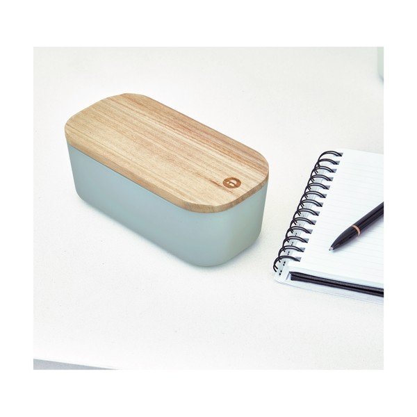 Šedý úložný box s víkem ze dřeva paulownia iDesign Eco, 9 x 18,3 cm-image-1