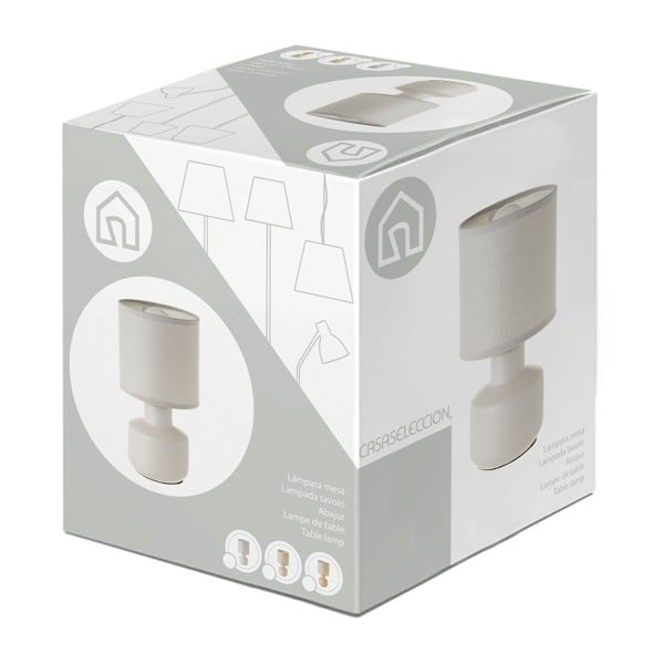 Béžová keramická stolní lampa s textilním stínidlem (výška 22 cm) – Casa Selección-image-4