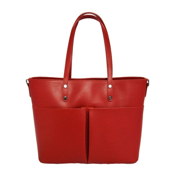 Červená kožená kabelka Giusy Leandri Palmira