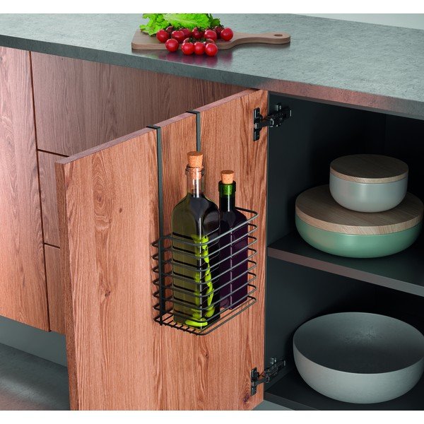 Černá kovová závěsná kuchyňská police Metaltex Galileo Lava Tall-image-1