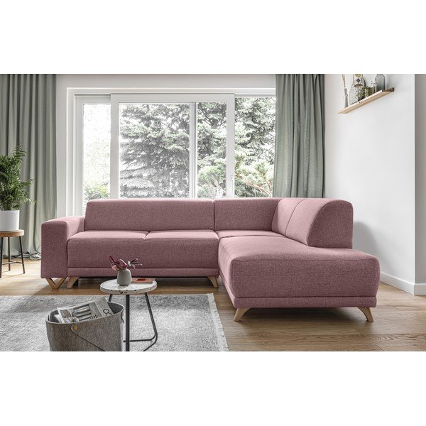 Růžová rozkládací/s úložným prostorem rohová pohovka (pravý roh/do L) Classy Sophie – Miuform-image-1