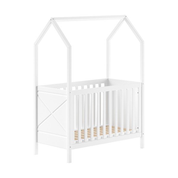 Bílá postýlka z borovicového dřeva s nastavitelnou výškou 60x120 cm Scott – Vipack