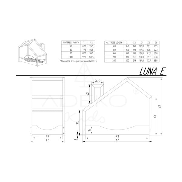 Domečková postel z borovicového dřeva Adeko Luna Elma, 90 x 200 cm-image-3
