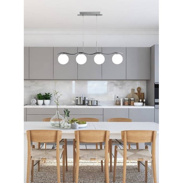 Závěsné svítidlo ve stříbrné barvě se skleněným stínidlem 12x79 cm Ramon – Candellux Lighting-image-1