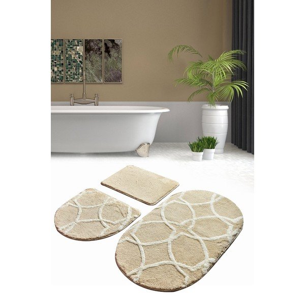 Béžové koupelnové předložky v sadě 3 ks 60x40 cm Bonne – Foutastic-image-2
