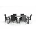 Zahradní jídelní set pro 6 osob s černou židlí Paris a stolem Strong, 100 x 210 cm