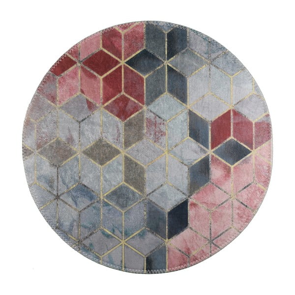 Růžovo-světle šedý pratelný kulatý koberec ø 80 cm – Vitaus