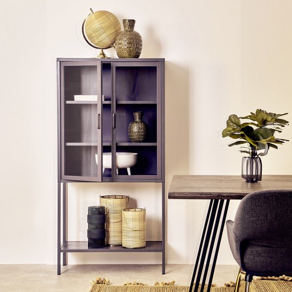 Šedá ocelová vitrína 75x150x35 cm Acier – Premier Housewares-image-1