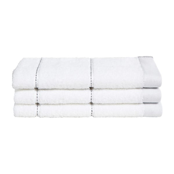 Sada 3 bílých ručníků z organické bavlny Seahorse, 30 x 50 cm