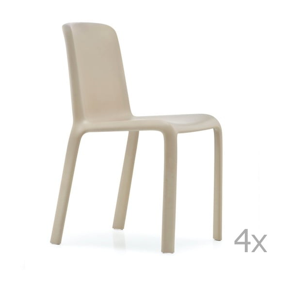 Sada 4 pískově béžových  jídelních židlí Pedrali Snow