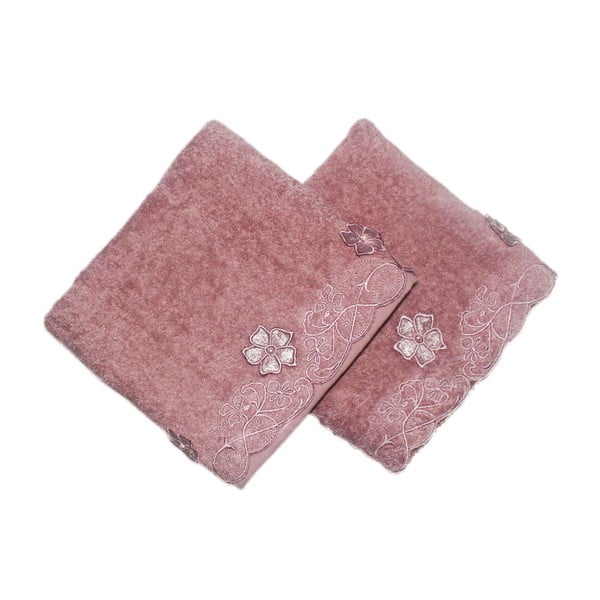 Sada 2 růžových ručníků Daisy, 50 x 90 cm
