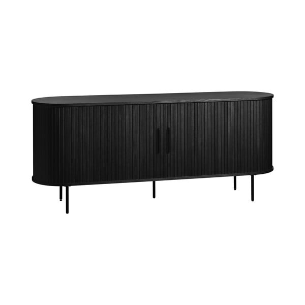 Černá nízká komoda v dekoru dubu s posuvnými dveřmi 76x180 cm Nola – Unique Furniture-image-2