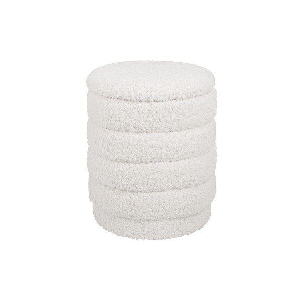 Bílý kulatý puf s úložným prostorem Leitmotiv Cuddly-image-2