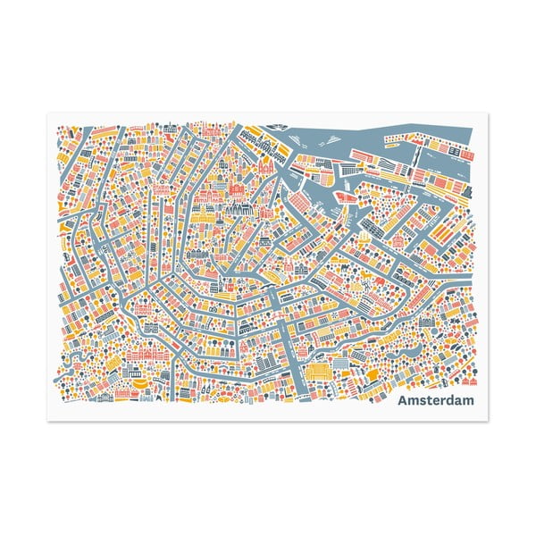 Nástěnná mapa Amsterdam, 70x50 cm
