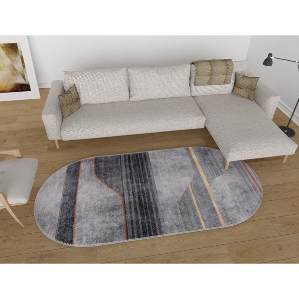 Šedý pratelný koberec 120x180 cm Oval – Vitaus-image-1