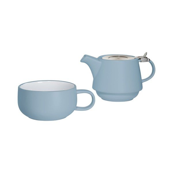 Set modrého keramického šálku s konvicí Maxwell & Williams
