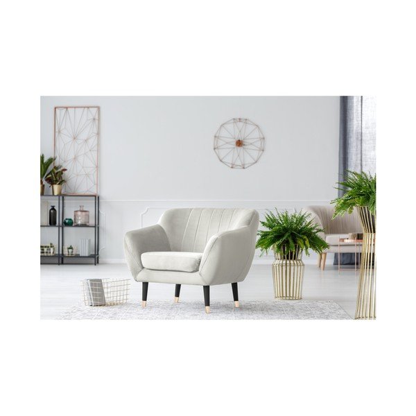 Krémové křeslo s černými nohami Mazzini Sofas Benito-image-2
