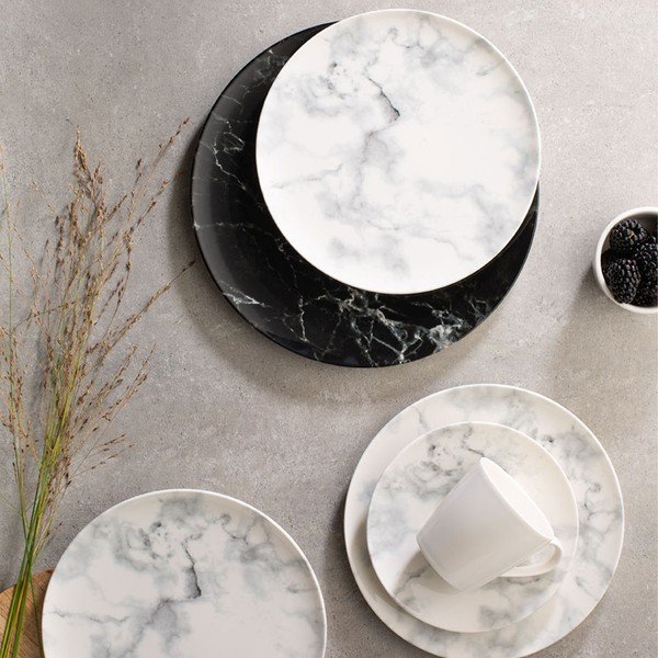 8dílná sada černo-bílých porcelánových šálků a podšálků Villeroy & Boch Marmory-image-2