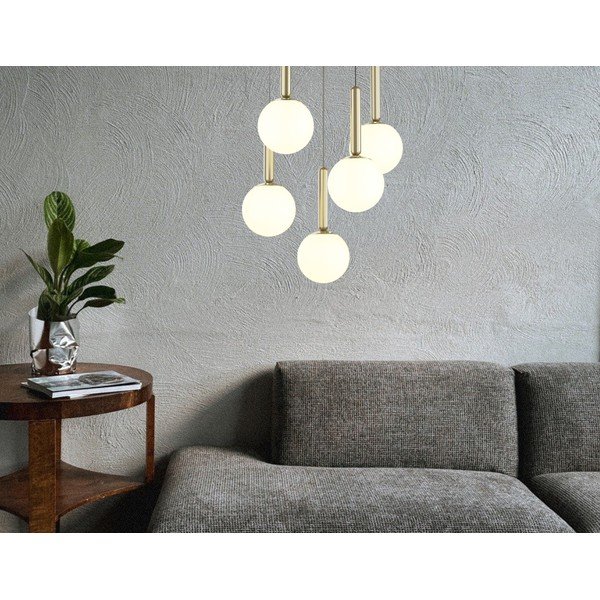 Závěsné svítidlo ve zlaté barvě se skleněným stínidlem ø 34 cm One – Squid Lighting-image-1
