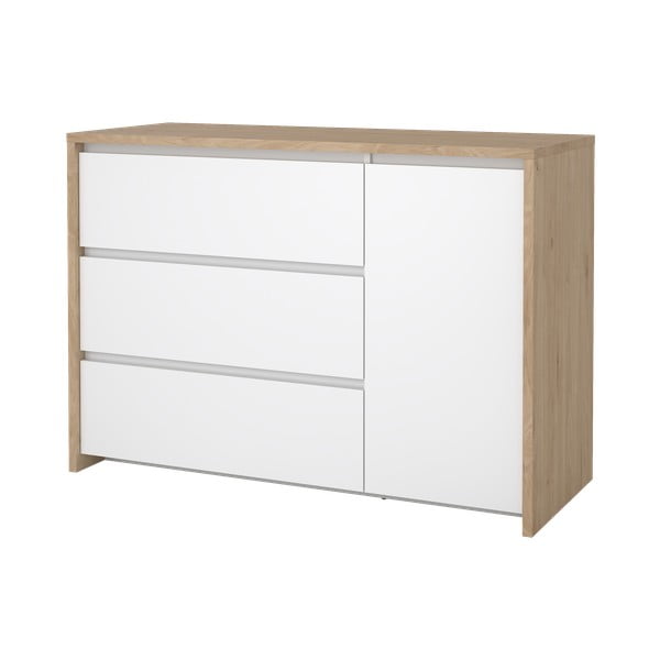 Bílá/v přírodní barvě komoda v dekoru dubu 119x84x48 cm Next – Tvilum-image-4