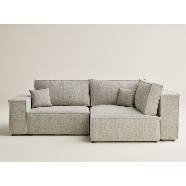 Béžová žinylková rozkládací/s úložným prostorem rohová pohovka (pravý roh/do L) Tonga – Maison de Rêve-image-2