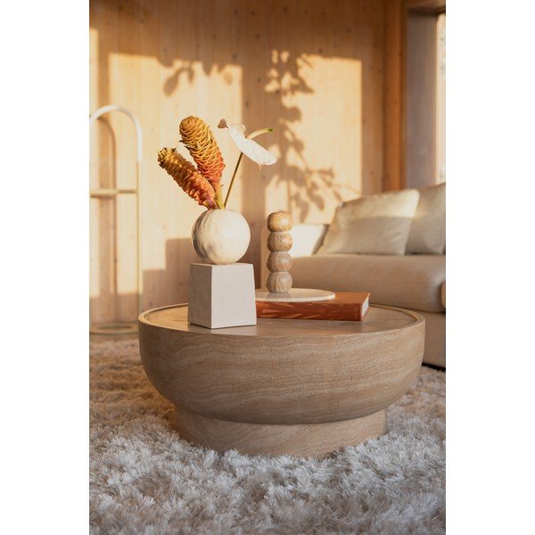 Kulatý konferenční stolek v dekoru kamene v přírodní barvě ø 80 cm Noble – Zuiver-image-1