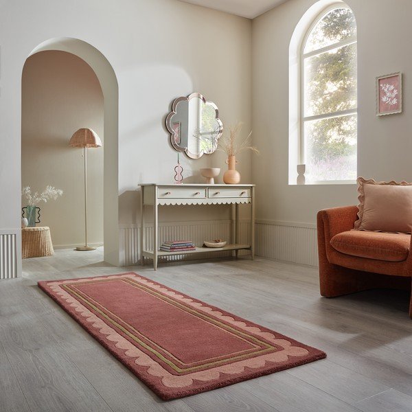 Vínový ručně tkaný vlněný běhoun 80x230 cm Lois – Flair Rugs-image-1