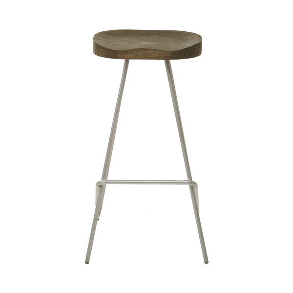 Barová stolička z jilmového dřeva ve stříbrné barvě/v přírodní barvě (výška sedáku 78 cm) District – Premier Housewares-image-2
