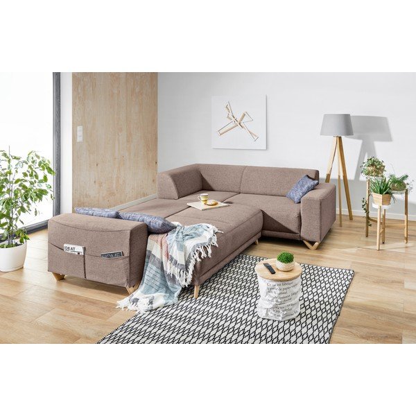 Hnědá rozkládací/s úložným prostorem rohová pohovka (pravý roh/do L) Classy Sophie – Miuform-image-4