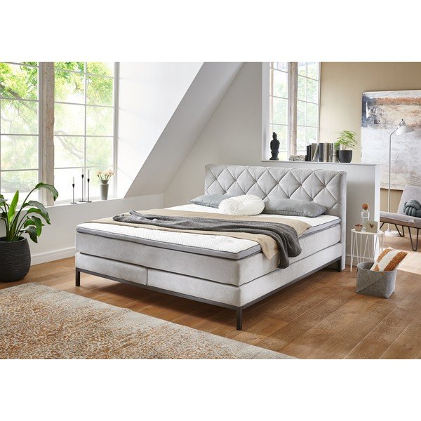Světle šedá boxspring postel 180x200 cm Rockaway – Rojaplast-image-1