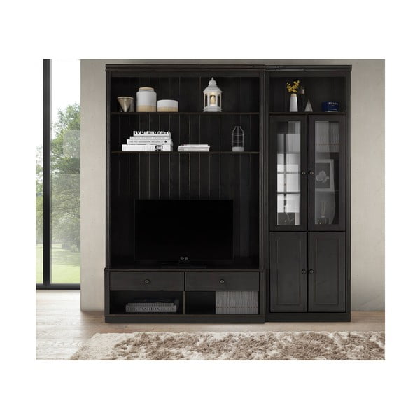 Hnědá TV sestava z borovicového dřeva 214x223 cm Anita – Støraa-image-1