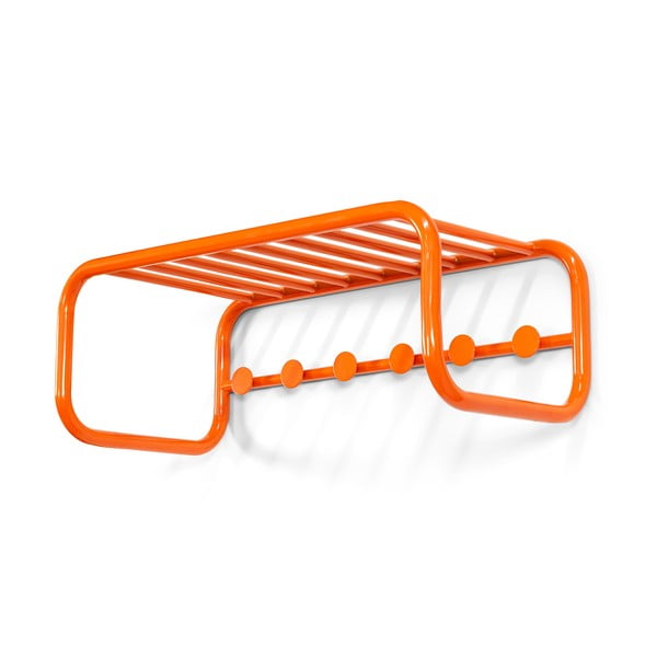Oranžový kovový nástěnný věšák s poličkou 72 cm Retro – Spinder Design-image-2